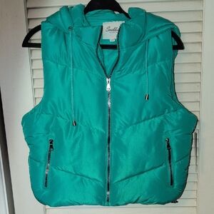 Snobbish Green Puffer Vest with Hood